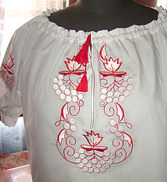 Блузи жіночі оздоблені машинною вишивкою